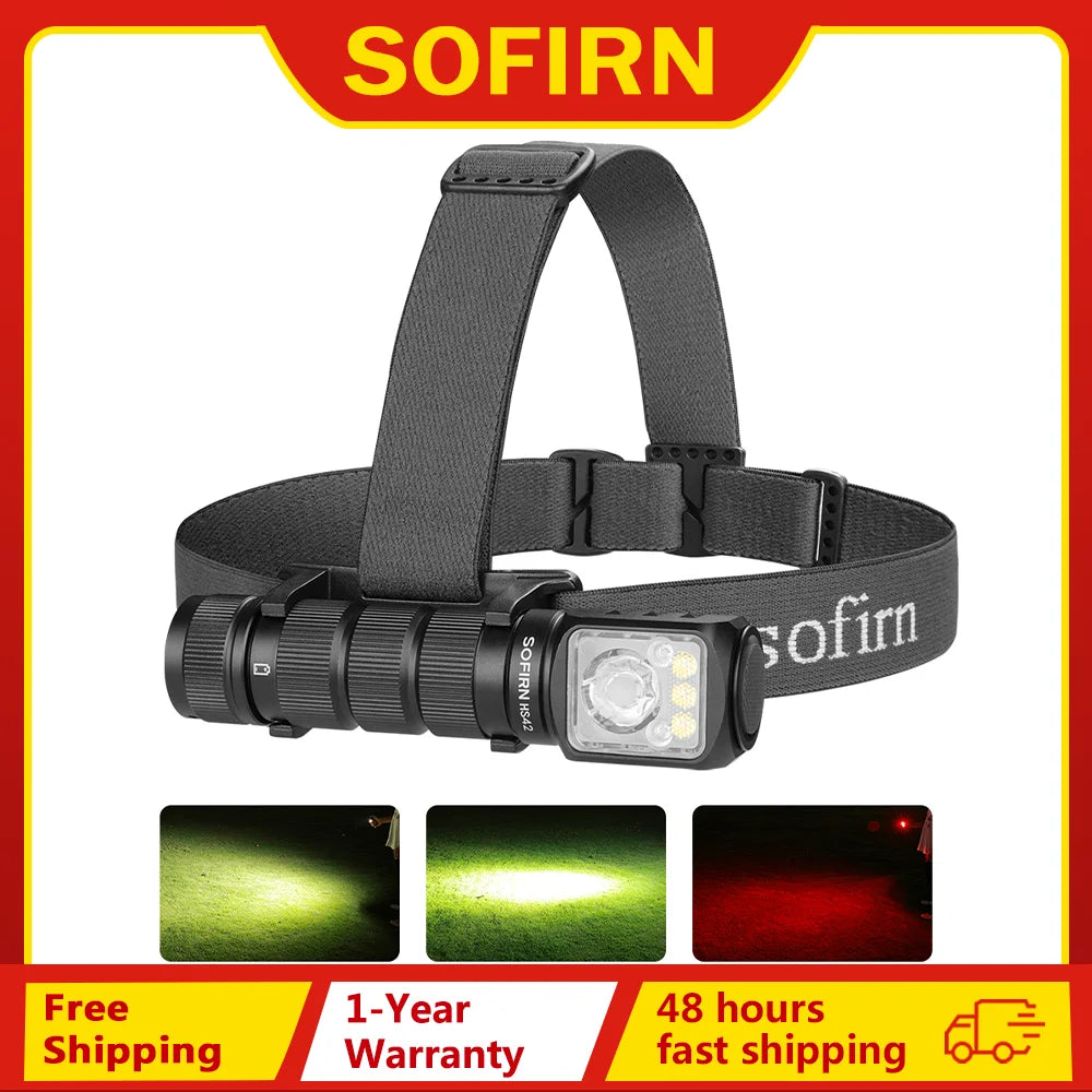 Headlamp Rechargeable RED LED Flashlight for camping