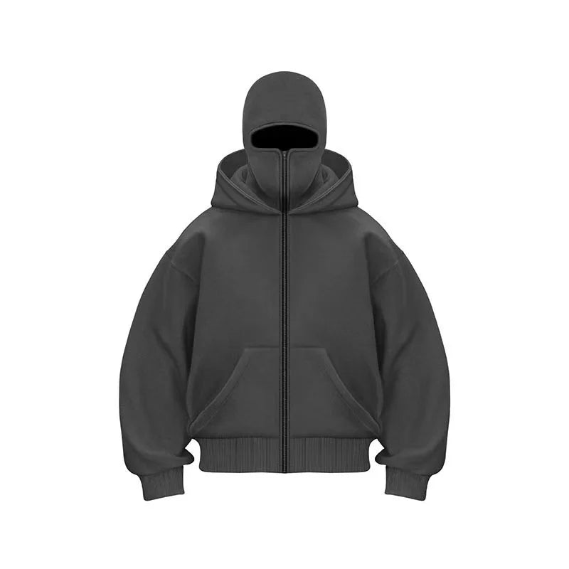 Men's Balaclava Zip Hoodie – Winter Warm Face Mask Jacket