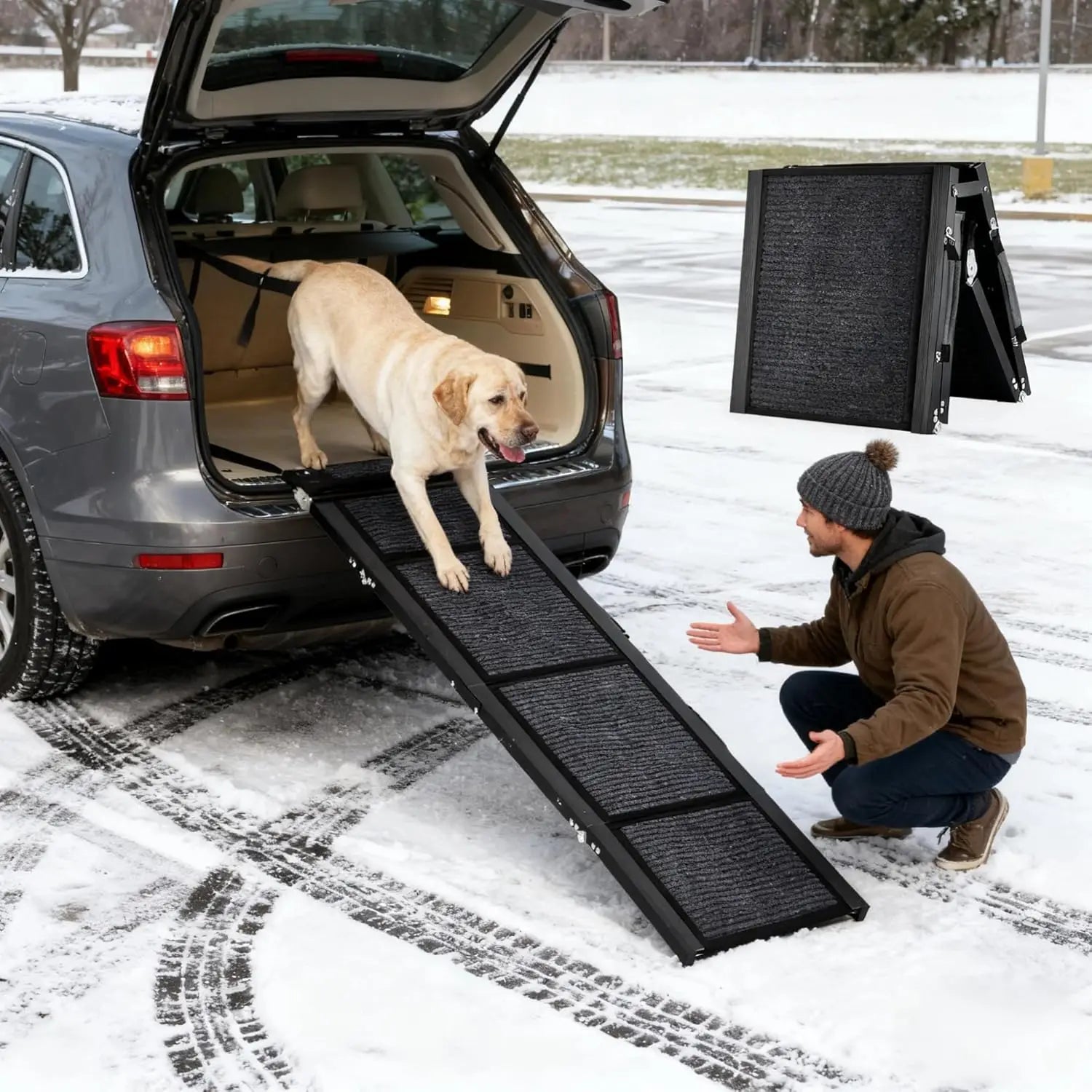 Dog Ramp for Car, Large Folding Pet Stair Ramps