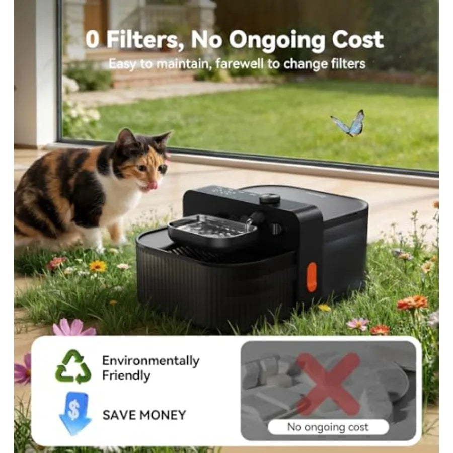 Cat Water Fountain Wastewater Separation Stainless Steel Bowl