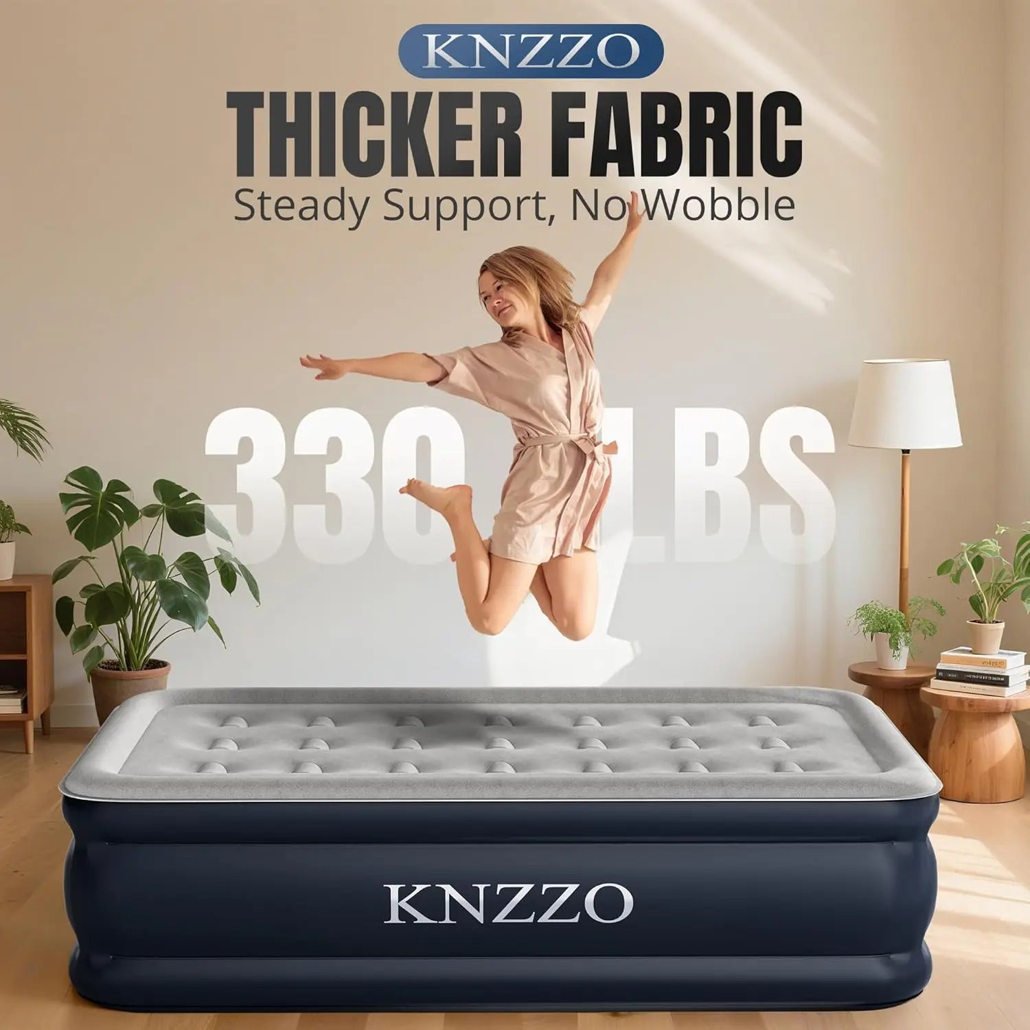 Twin Air Mattress with Built-in Pump, 18" Quick-Inflatable Bed