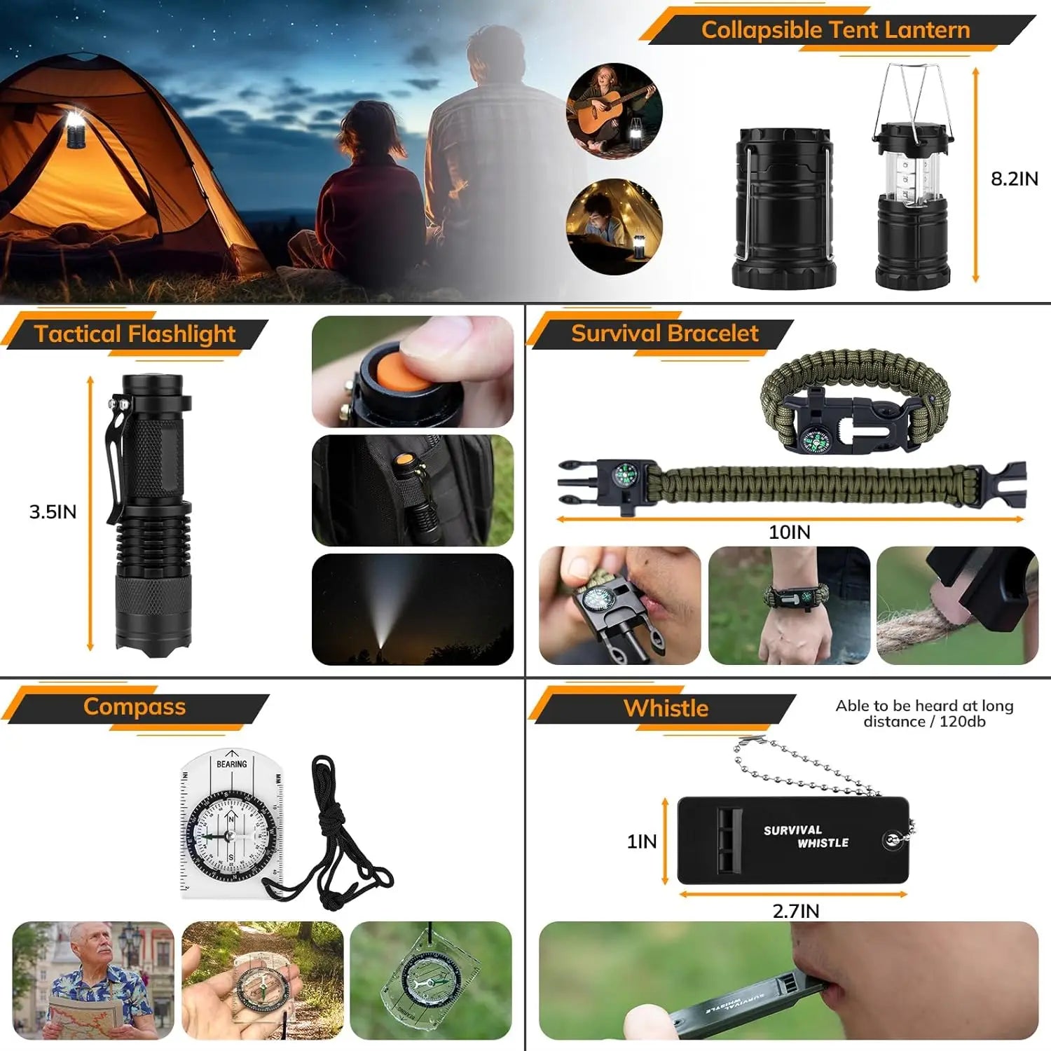 250-Piece Survival Kit with First Aid, Tactical Gear
