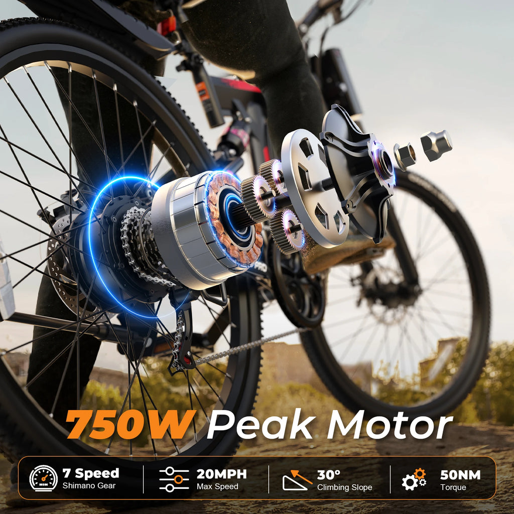 750W Peak Power Electric Road Bicycle, 48V 7.8Ah Battery