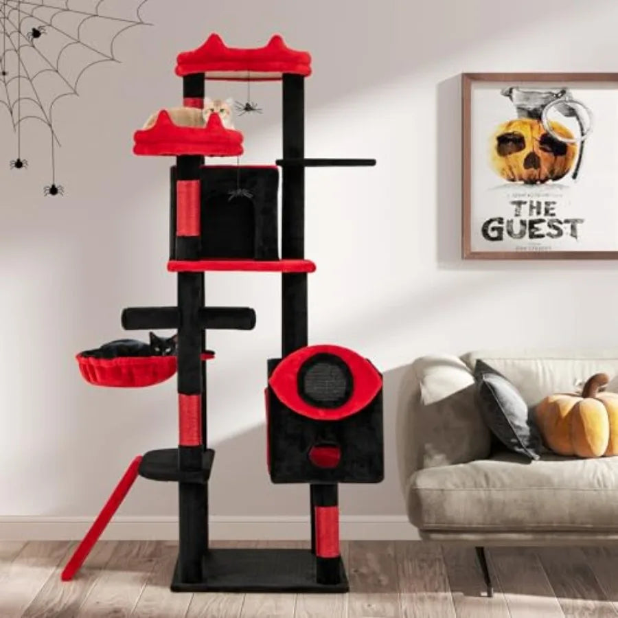 Multi-Level Goth Coffin Cat Tree Tower
