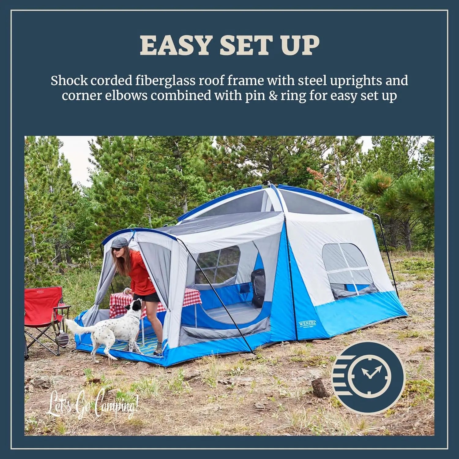 8-Person Water-Resistant Family Camping Tent