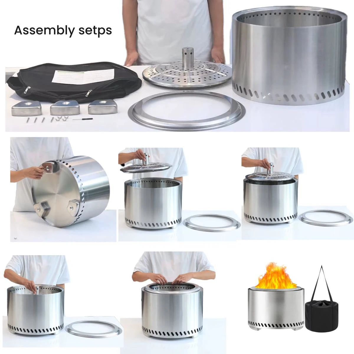 Outdoor Fire Pit Portable Wood Camping Stove Smokeless