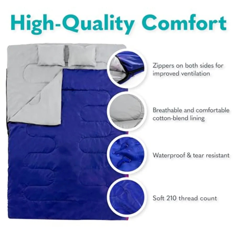 Double Sleeping Bags for Adults Backpacking Camping or Hiking