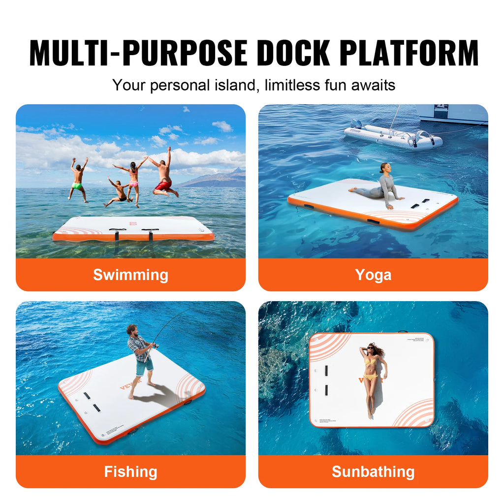 Inflatable Floating Dock 10x8FT Non-Slip