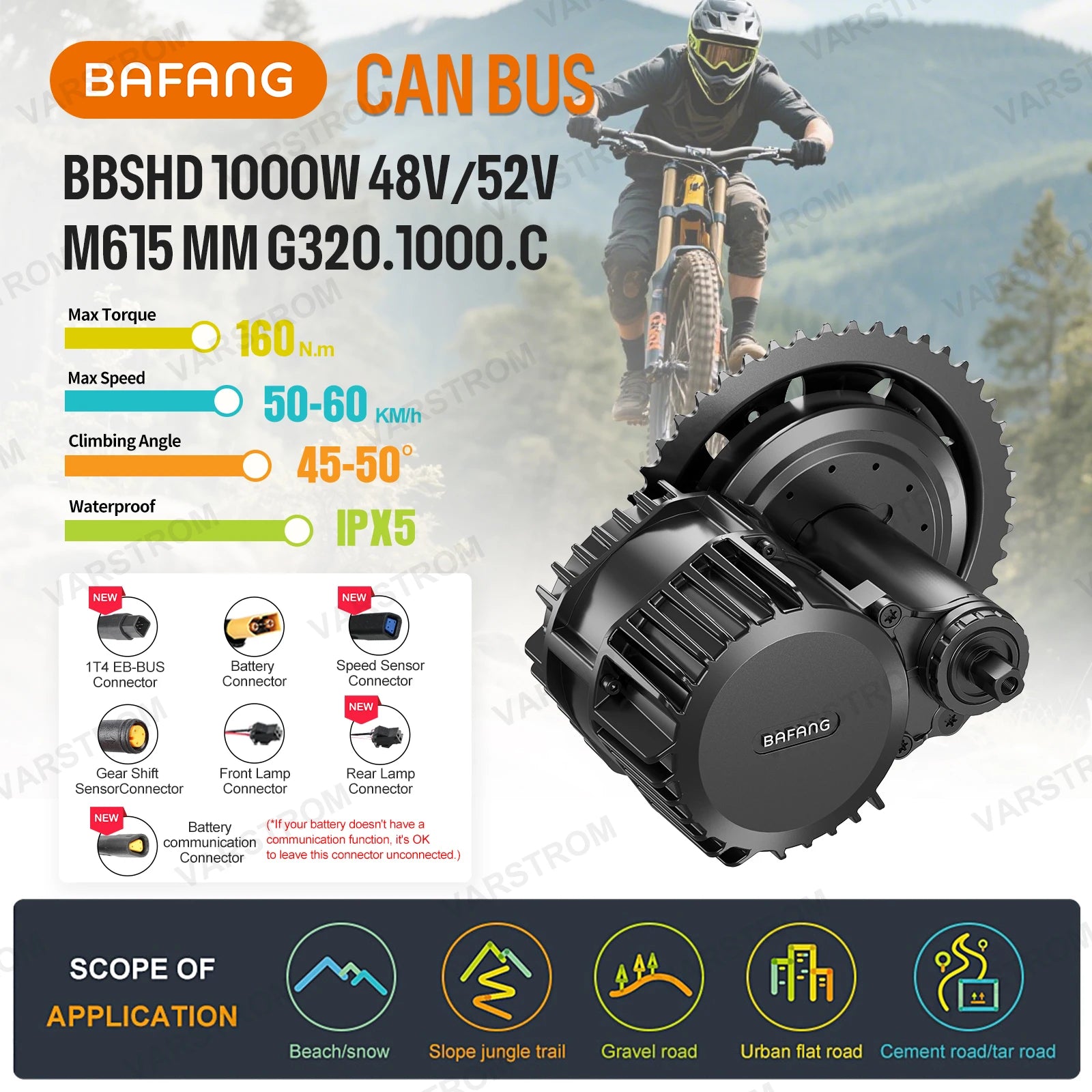 Mid Drive Motor Electric Bike Conversion kits  48V Battery