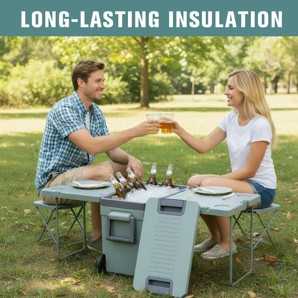Portable Camping Cooler Leak-Proof for Tailgating Parties Picnics