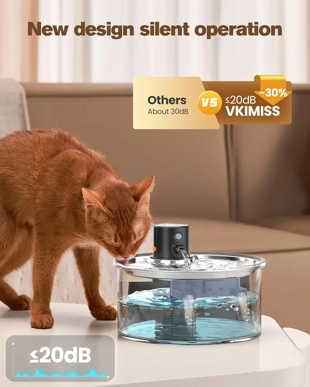 Cordless Pet Water Fountain with Motion Sensor