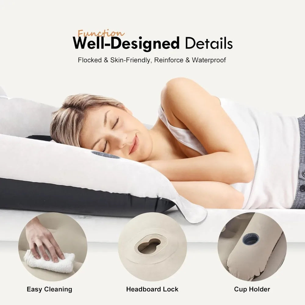 Twin Size Air Mattress with Headboard and Pump
