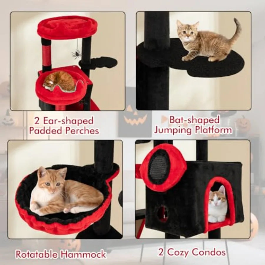Multi-Level Goth Coffin Cat Tree Tower