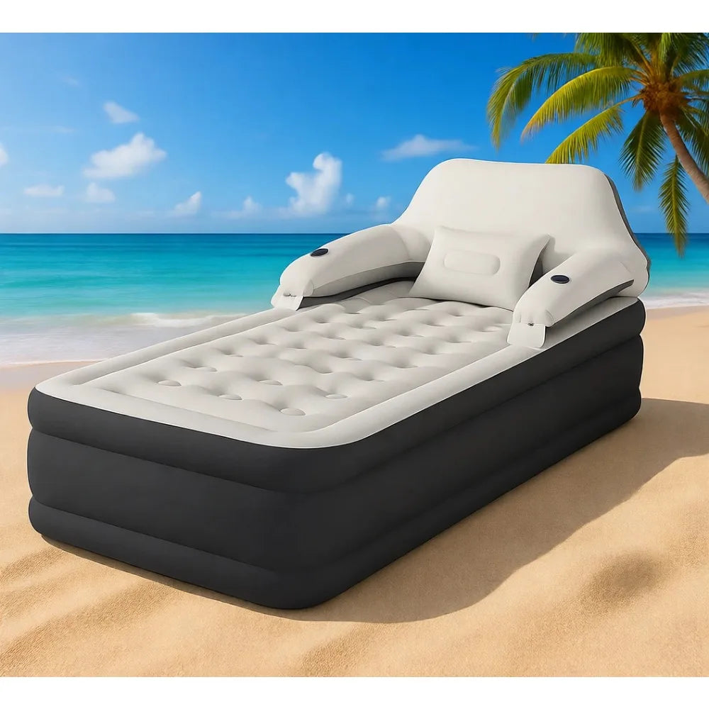 Twin Size Air Mattress with Headboard and Pump