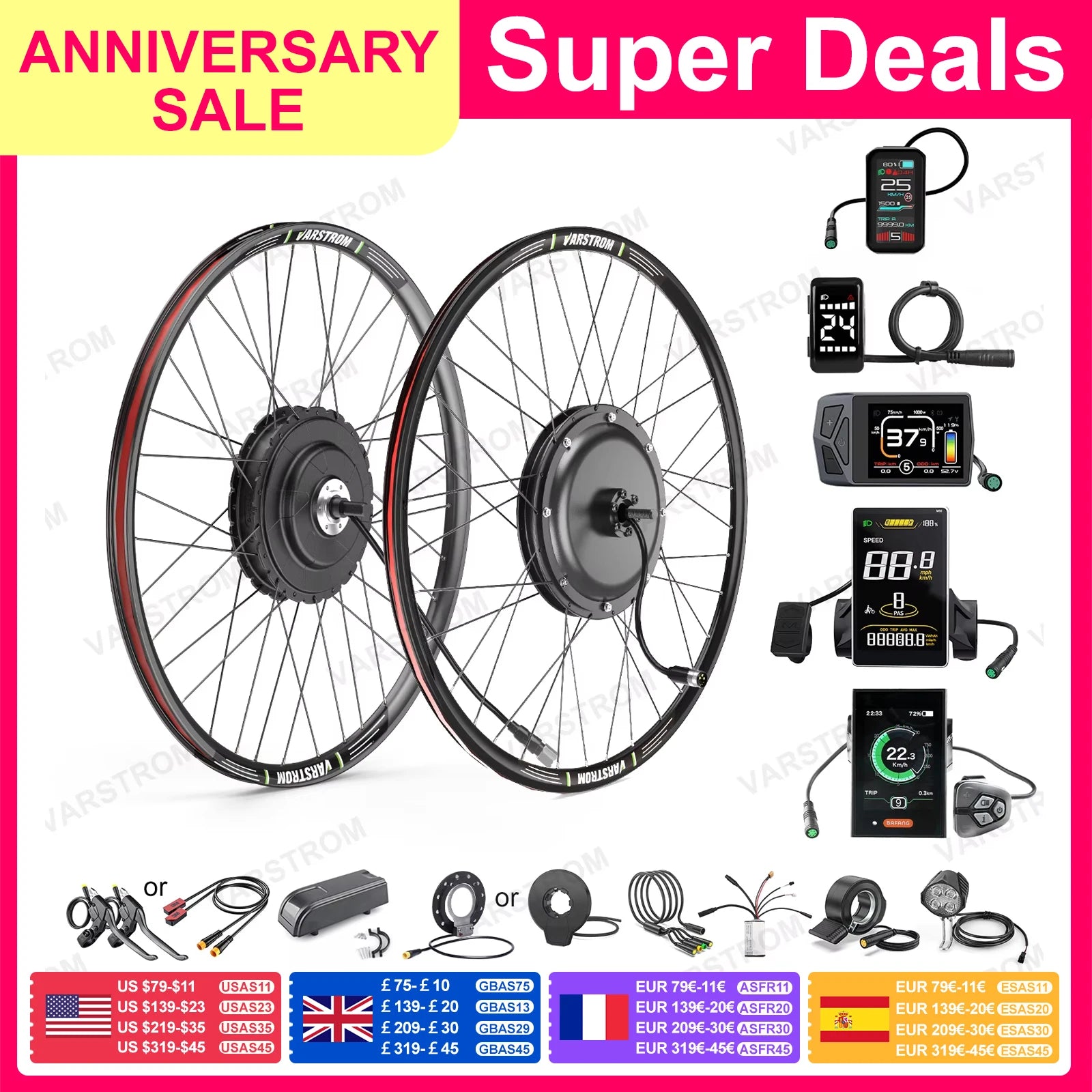 Electric Bicycle Conversion Kit eBike Rear Front Drive Engine