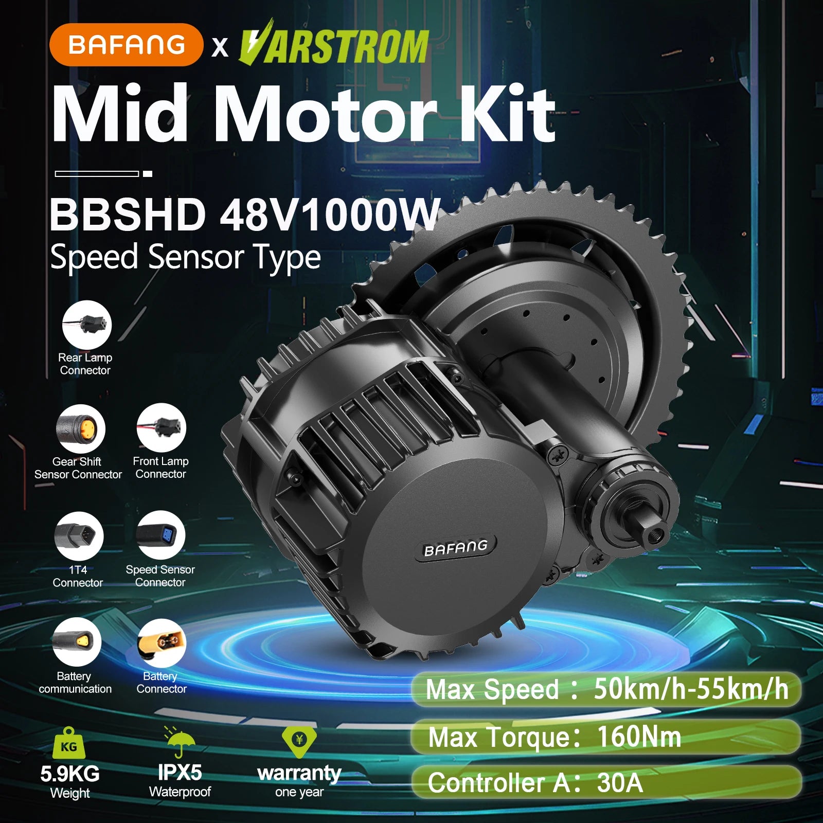 Mid Drive Motor Electric Bike Conversion kits  48V Battery