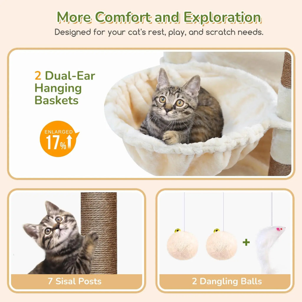 Heavy Duty 74in Cat Tree for Large Cats