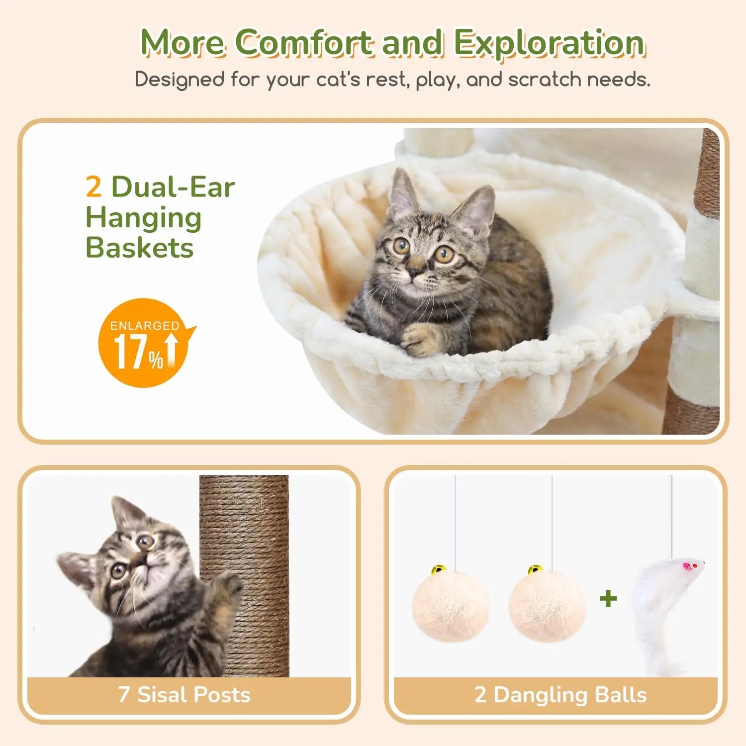 Heavy Duty 74in Cat Tree for Large Cats
