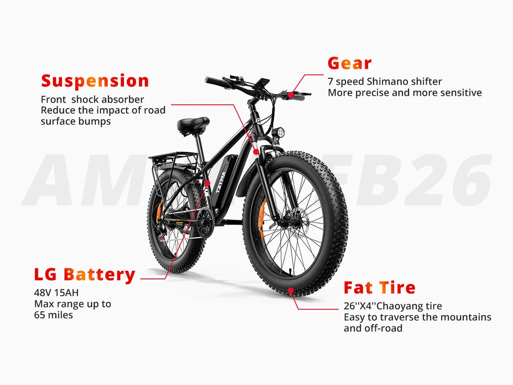 Adults Electric Bicycle Peak  Fat Tire Mountain Bike