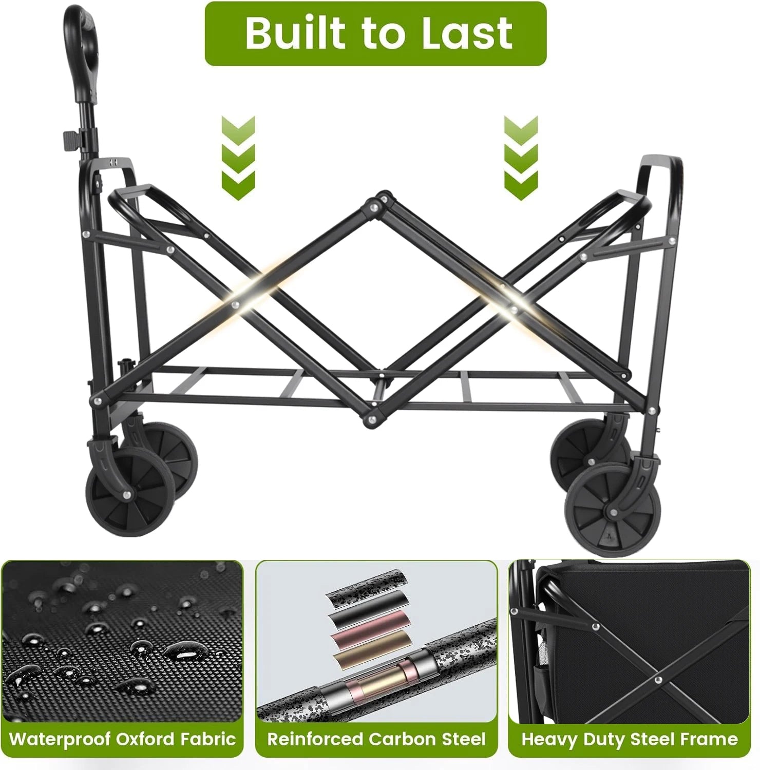 Heavy Duty Wagon Carts Foldable with All-Terrain Wheels