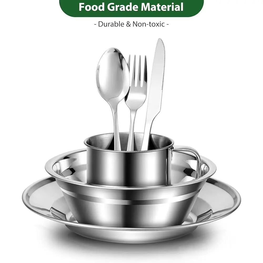 29Pcs Stainl Steel Utensils Camping Tableware Kit