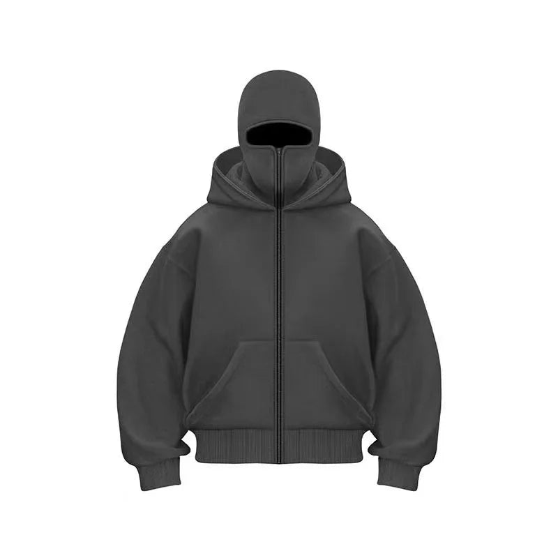 Men's Balaclava Zip Hoodie – Winter Warm Face Mask Jacket