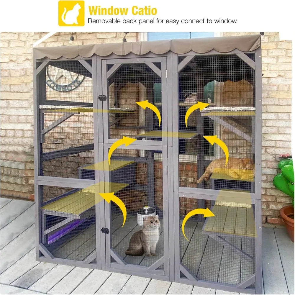 Outdoor Catio Kitty Enclosure with Super Large Enter Door