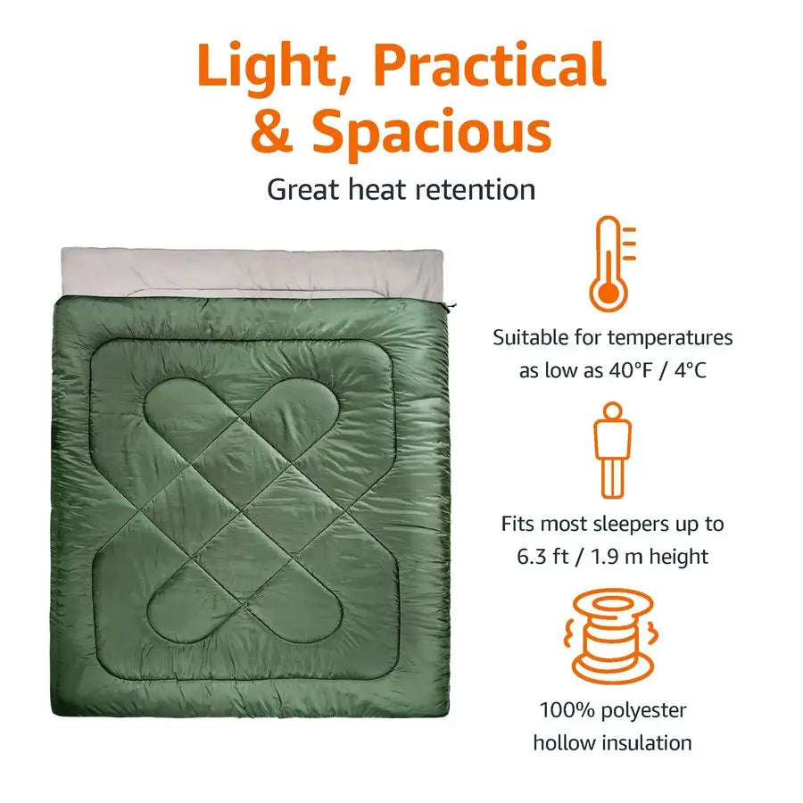 40F Cold Weather Two Person Sleeping Bag for Outdoor Camping