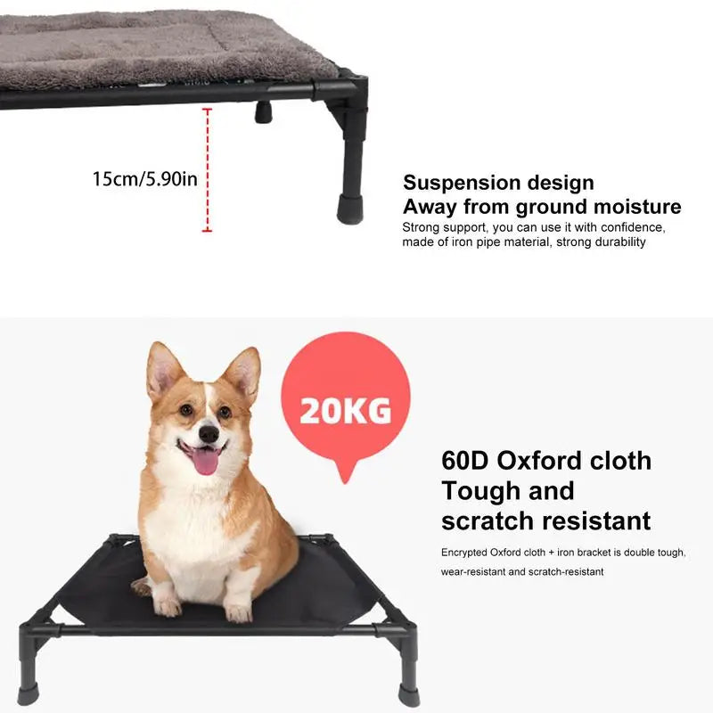 Outdoor Elevated Dog Bed With Foldable Removable Canopy Shade Tent