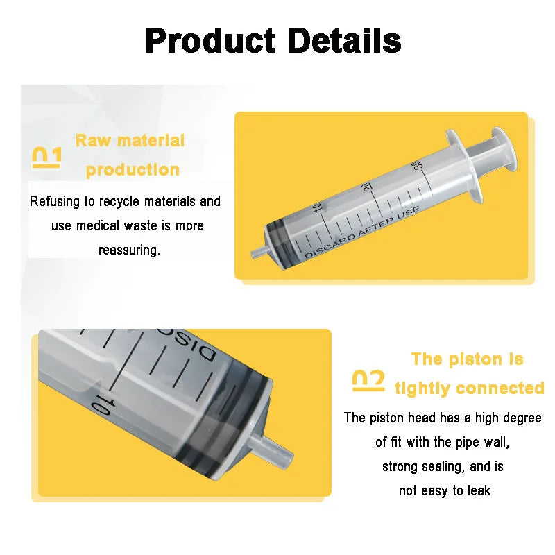 Plastic Needle-Free Disposable Syringes