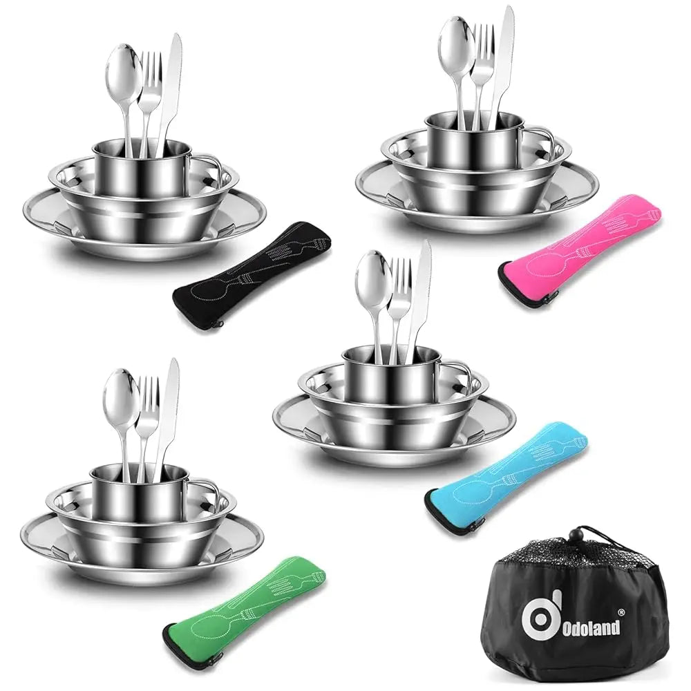 29Pcs Stainl Steel Utensils Camping Tableware Kit