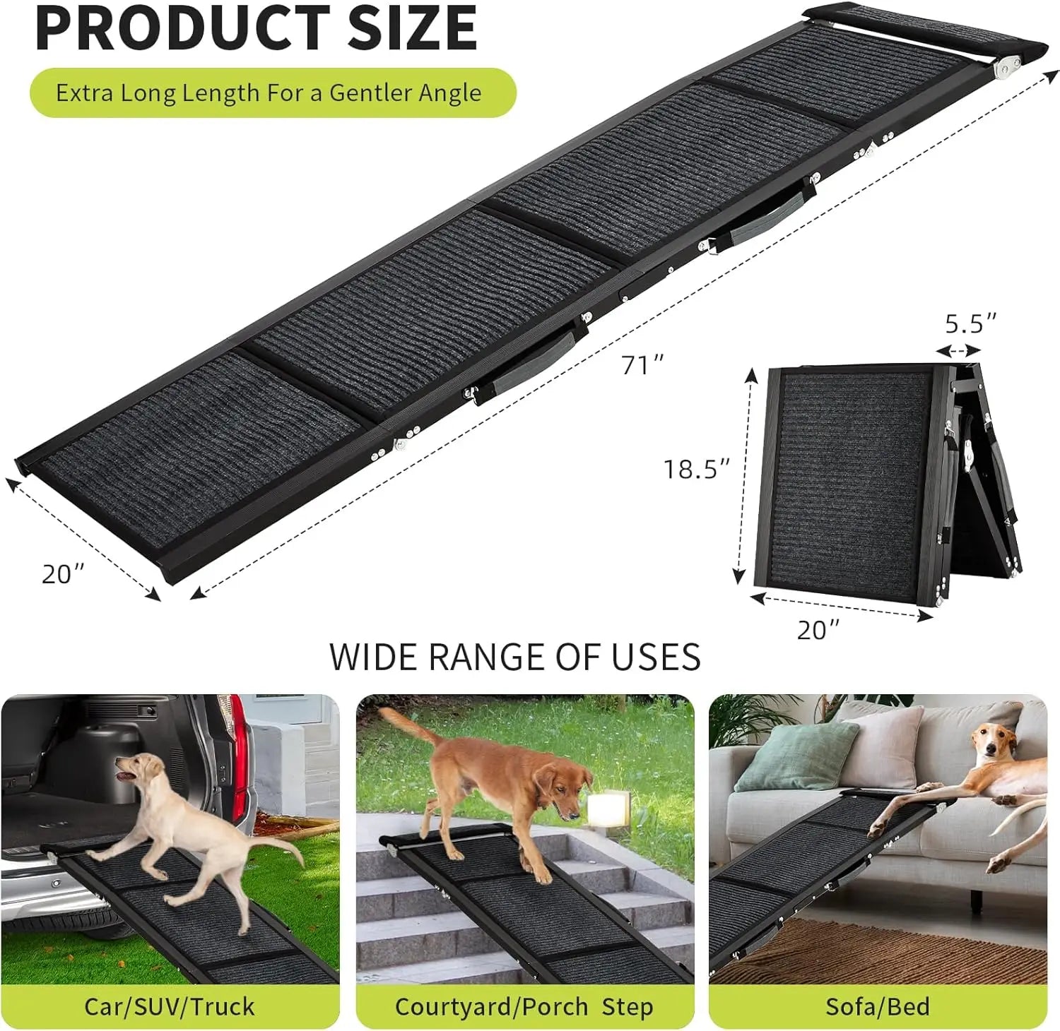 Dog Ramp for Car, Large Folding Pet Stair Ramps