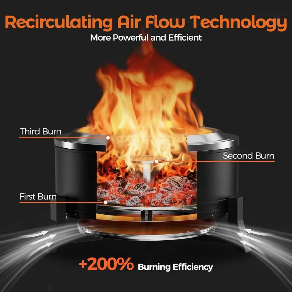 Portable 27 Wood-Burning Outdoor Fire Pit with Ash Pan for Patio Use