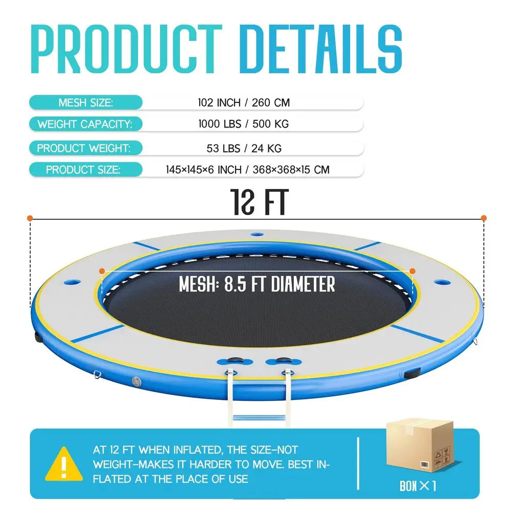 Adults Round Floating Dock Platform with Mesh