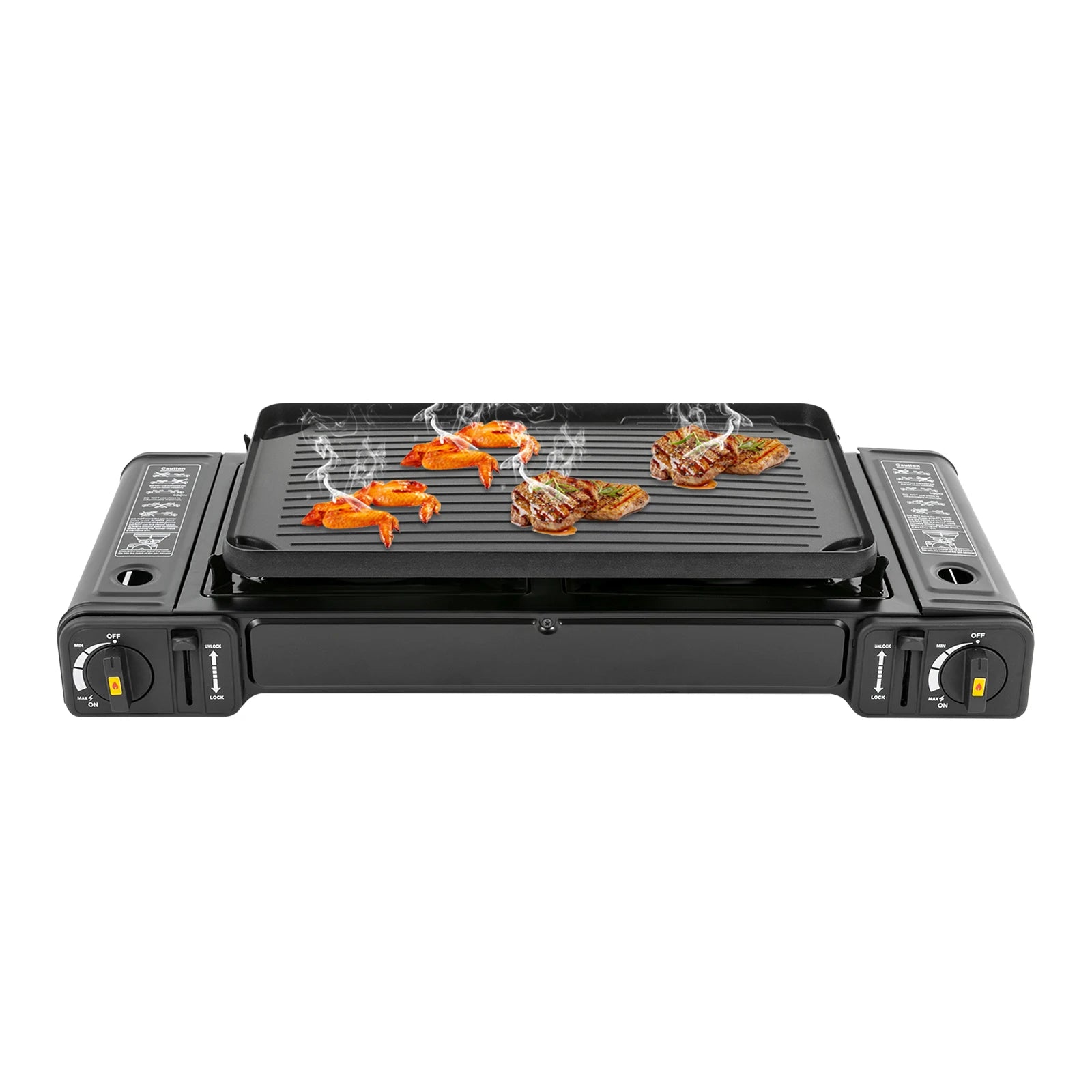 2500W Portable Camping Stove 2 Burners Camping Stove with Baking Tray