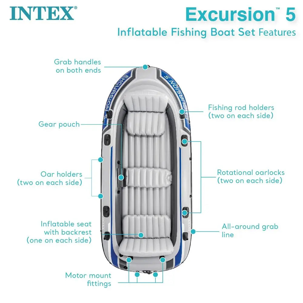 Excursion 5 Person Inflatable Boat Set