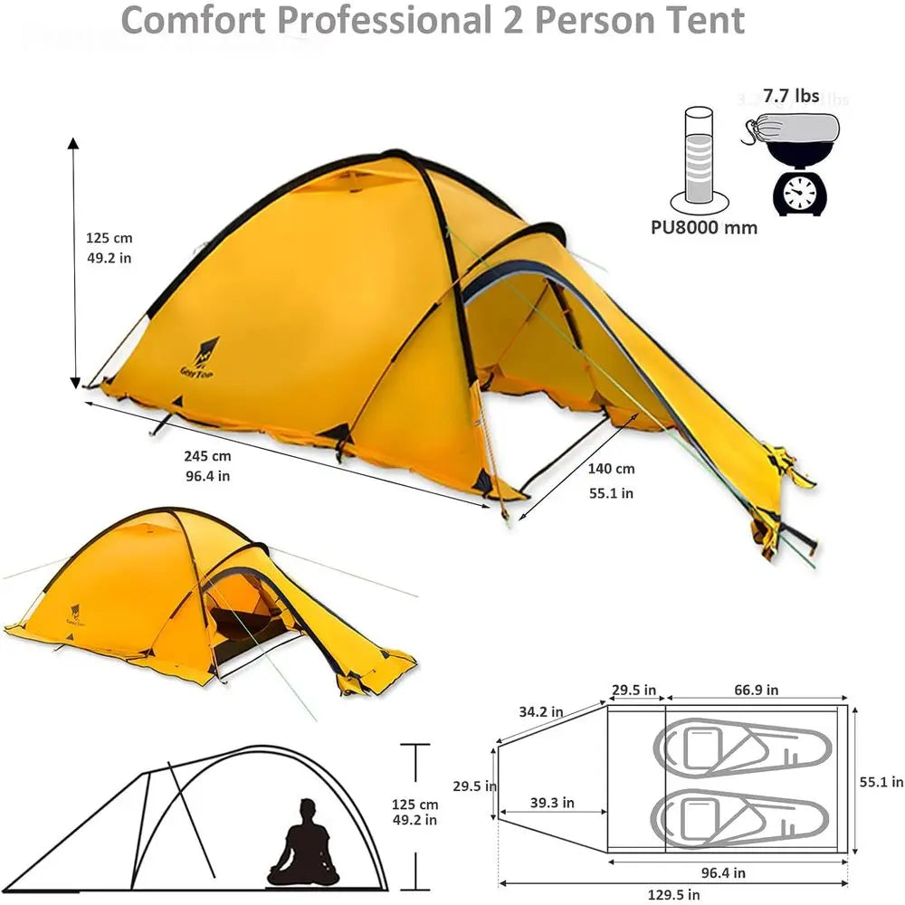 2-Person 4-Season Waterproof Backpacking Tent