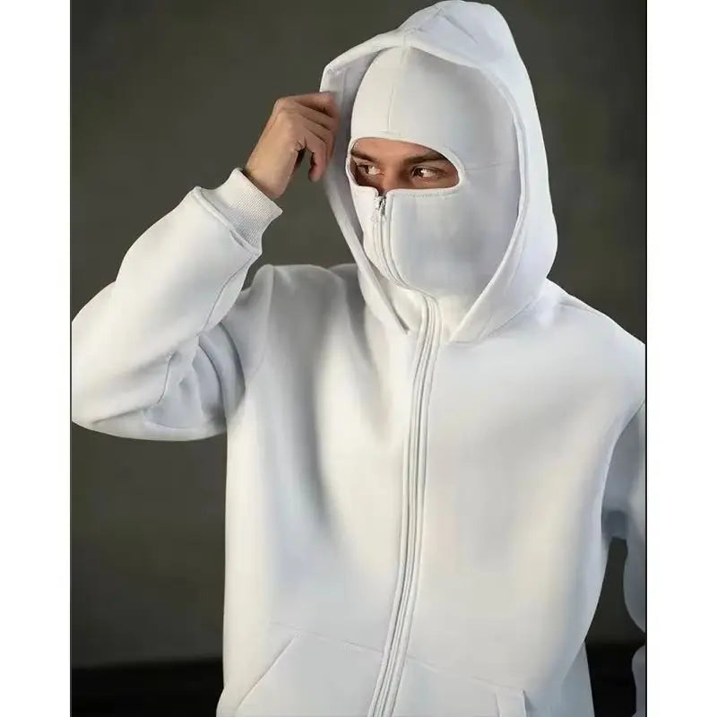 Men's Balaclava Zip Hoodie – Winter Warm Face Mask Jacket