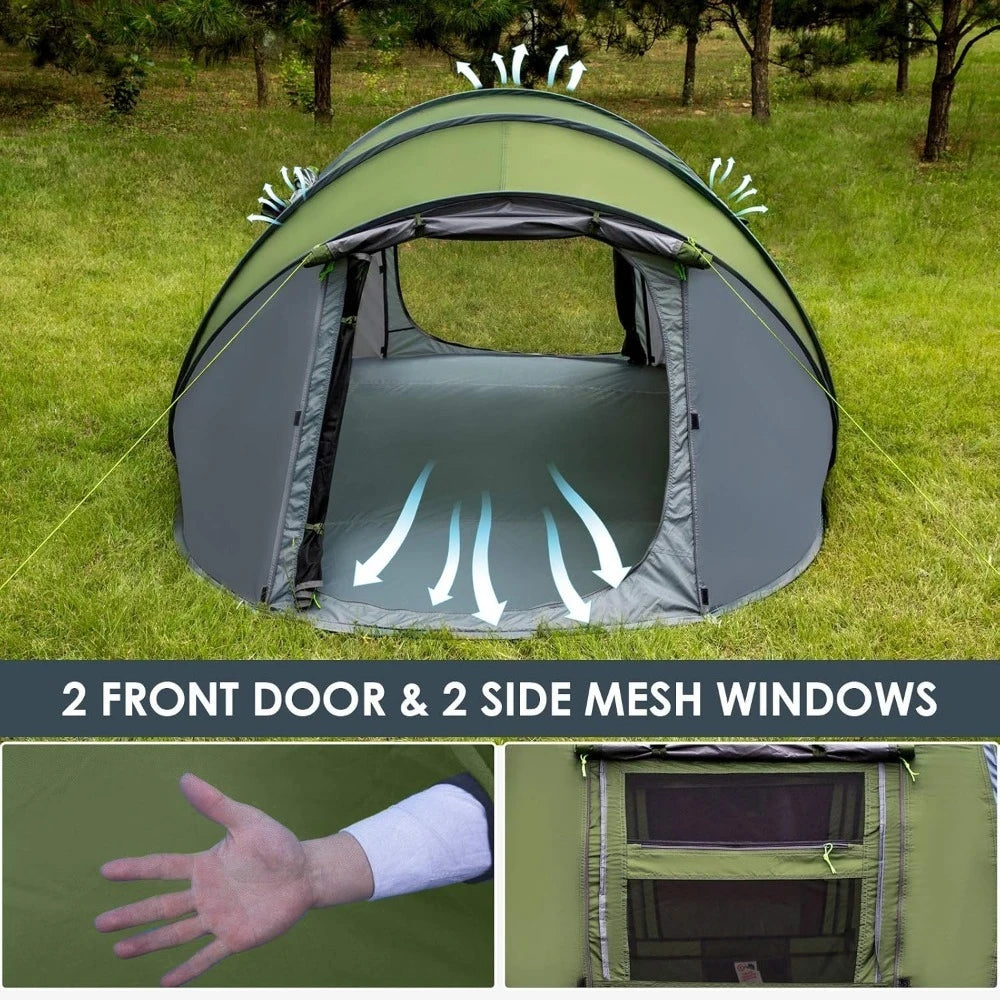 4 Person Pop Up Waterproof Tent Instant Setup