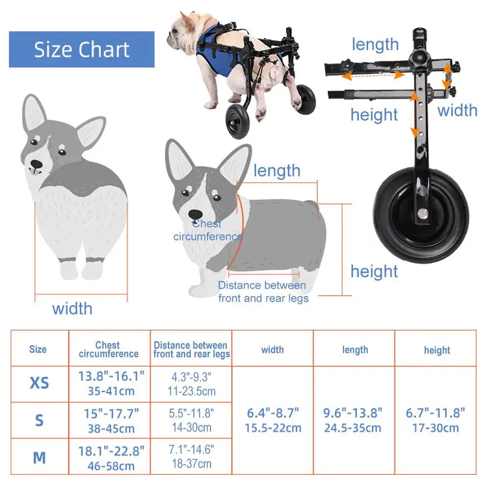 1Pcs Pet Wheelchair Cart Adjustable