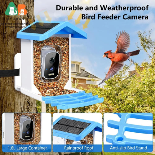 ATUBAN Smart Bird House with Camera and solar
