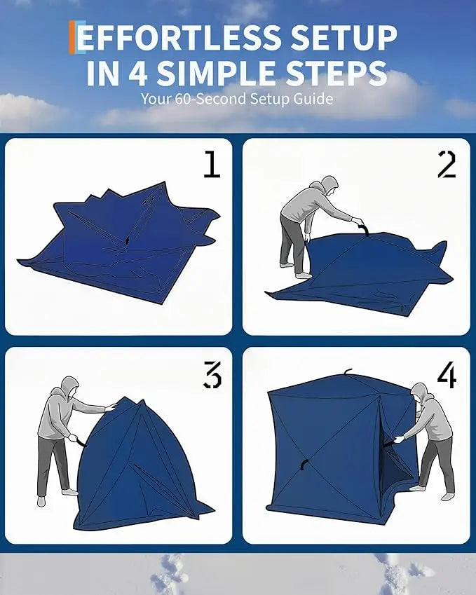 Insulated Pop-Up Ice Fishing Tent, 6-8 Person