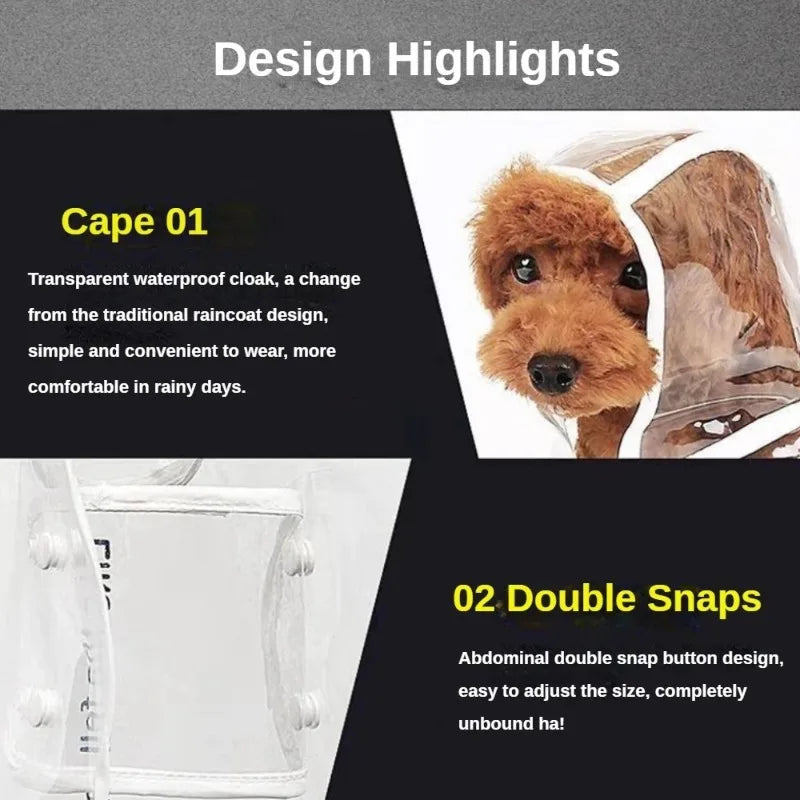 Clear Waterproof Dog Raincoat Small Medium Size
