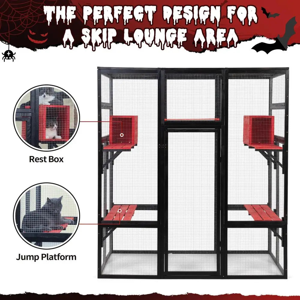 Large Spacious Wooden Catio Outdoor Cat Enclosure