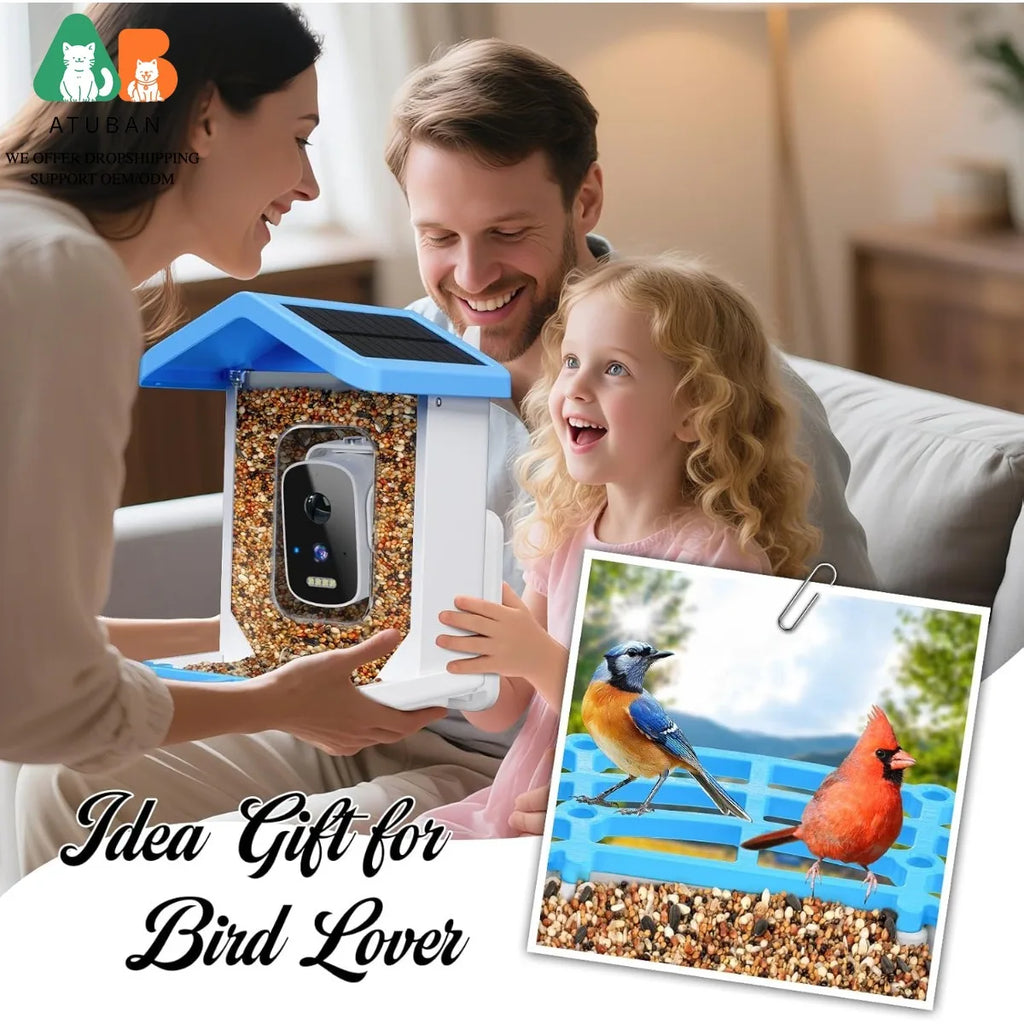 ATUBAN Smart Bird House with Camera and solar