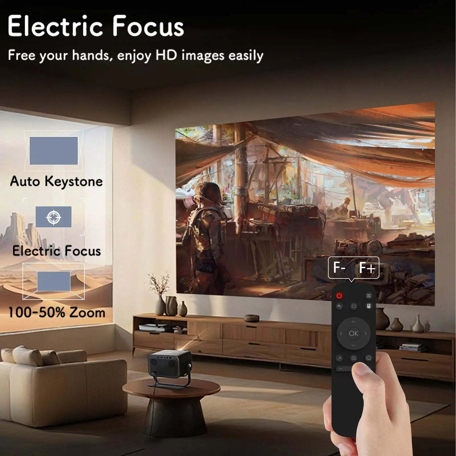 Portable Outdoor Movie Projector with Built-in Wi-Fi