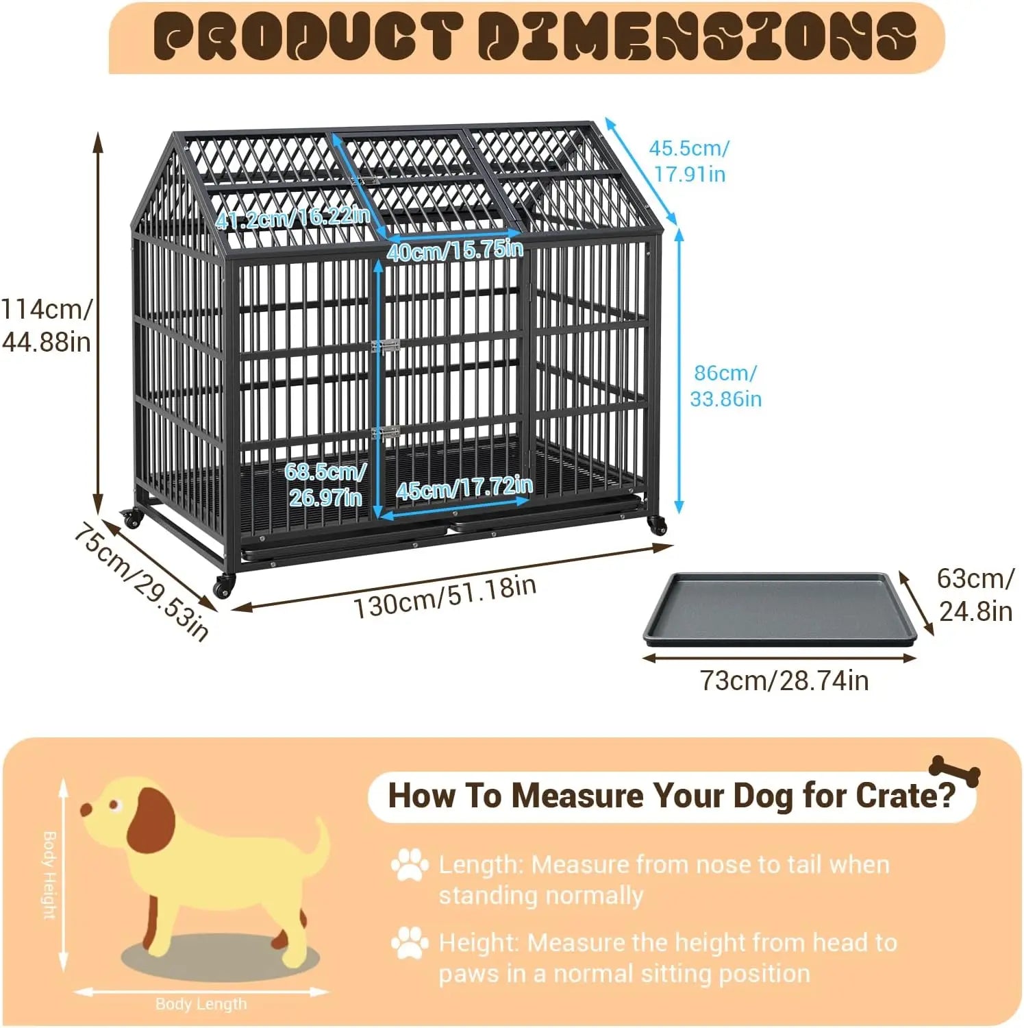 Large Metal Dog Kennel with Roof Top