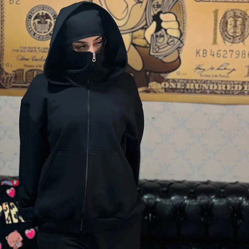 Men's Balaclava Zip Hoodie – Winter Warm Face Mask Jacket