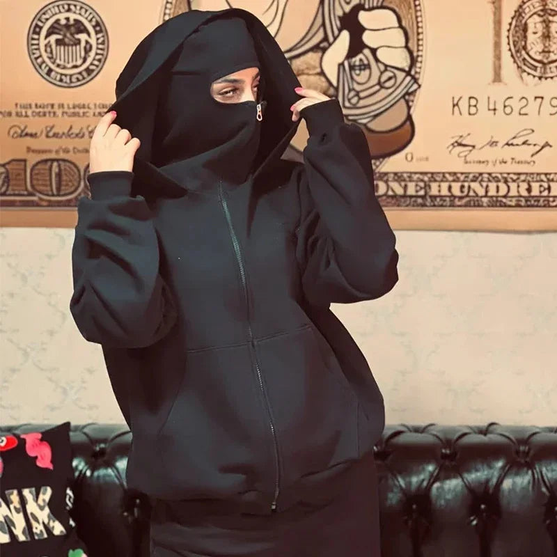 Men's Balaclava Zip Hoodie – Winter Warm Face Mask Jacket
