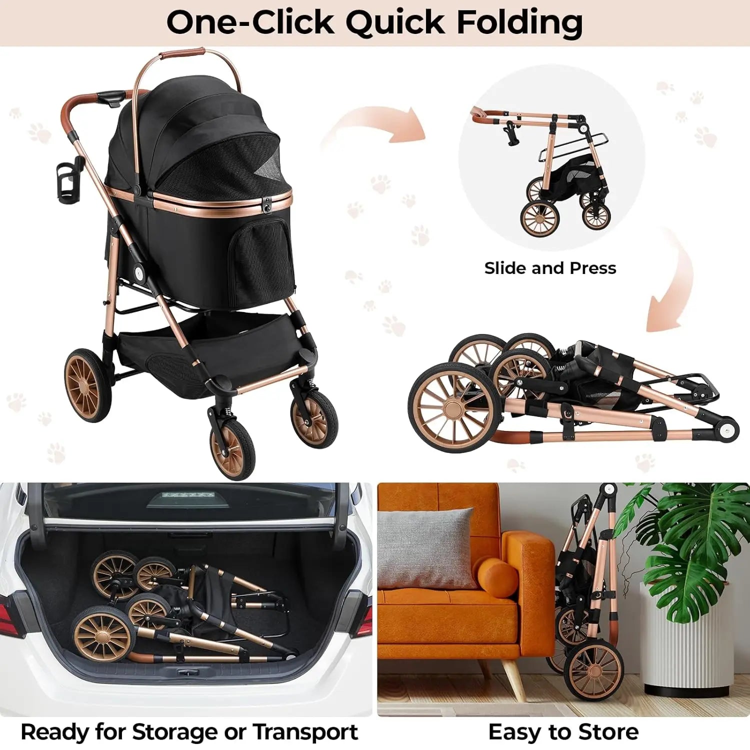 Shock Absorption Dog Buggy Stroller